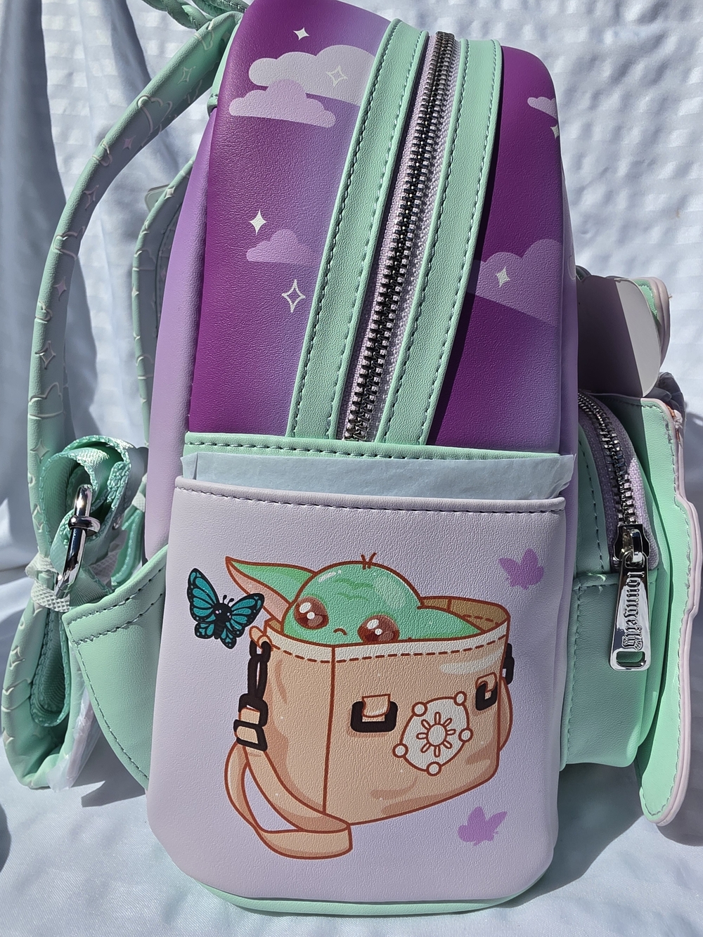 NWT Star Wars The Mandalorian Grogu Butterfly Loungefly Backpack - Picture 5 of 9